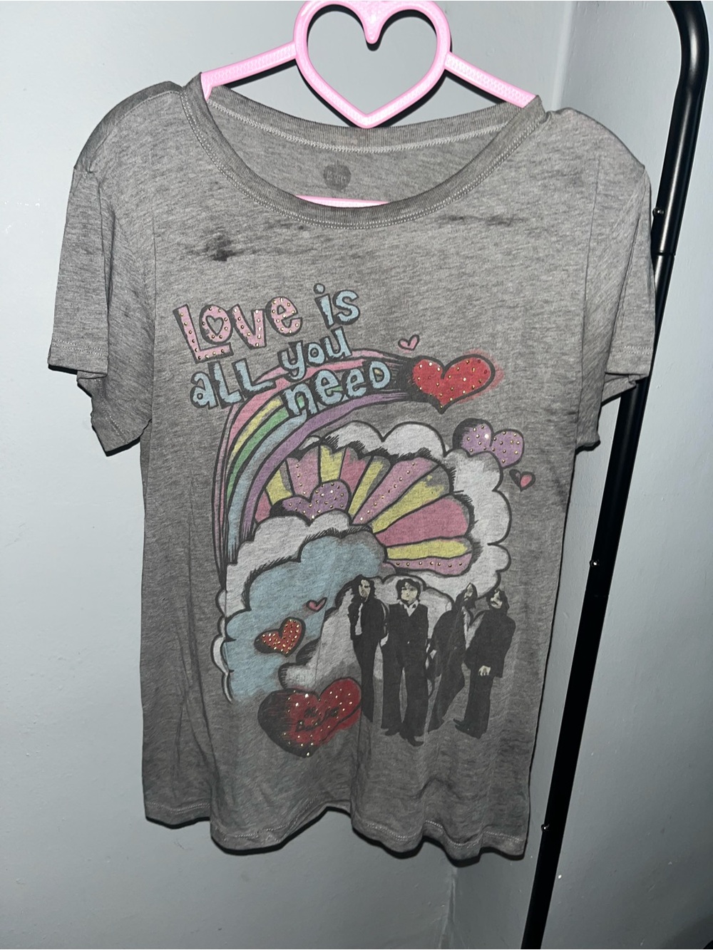 Vintage the Beatles dark Grey 'Love Is All You Need' Graphic Tee